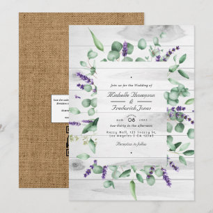Invitation Mariage Rustique au Code QR Lavande Eucalyptus