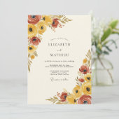 Invitation Mariage Rustique au Jaune Moutarde Impressionniste (Debout devant)