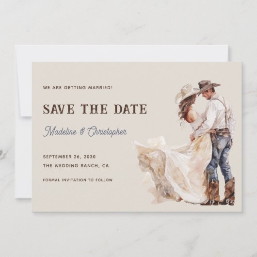 Invitation Mariage rustique au Ranch occidental Enregistrer l (Devant)