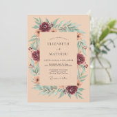 Invitation Mariage Rustique Automnal aux Teintes de Pêche (Debout devant)