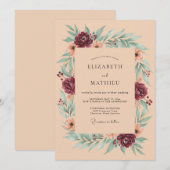 Invitation Mariage Rustique Automnal aux Teintes de Pêche (Devant / Derrière)