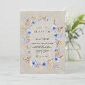 Invitation Mariage rustique automnal bleu ardoise (Debout devant)