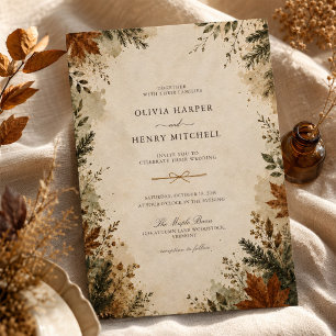 Invitation Mariage rustique automnal et hivernal en forêt som