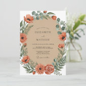 Invitation Mariage rustique automnal orange brûlé (Debout devant)