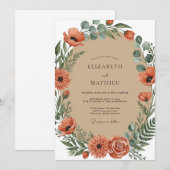Invitation Mariage rustique automnal orange brûlé (Devant / Derrière)