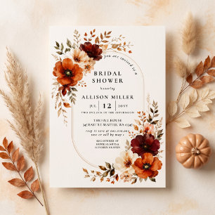 Invitation Mariage rustique automnal orange brûlé bordeaux