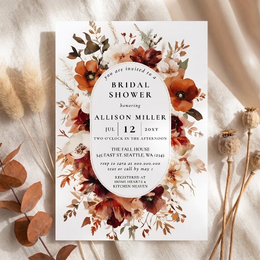 Invitation Mariage rustique automnal orange brûlé burgundy