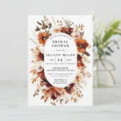 Invitation Mariage rustique automnal orange brûlé burgundy (Debout devant)