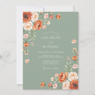 Invitation Mariage rustique automnal vert olive