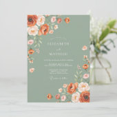 Invitation Mariage rustique automnal vert olive (Debout devant)