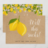 Invitation Mariage Rustique aux Citrons Changement de Date (Devant / Derrière)
