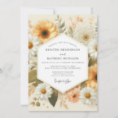 Invitation Mariage rustique aux fleurs ocre (Devant)