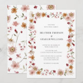 Invitation Mariage Rustique aux Fleurs Sauvages (Devant / Derrière)