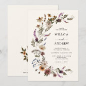 Invitation Mariage Rustique aux Fleurs Sauvages (Devant / Derrière)
