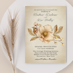 Invitation Mariage rustique aux fleurs sauvages Cottagecore