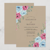 Invitation Mariage rustique aux tons vibrants (Devant / Derrière)