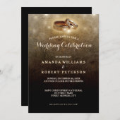 Invitation mariage rustique avec anneaux mariages (Devant / Derrière)