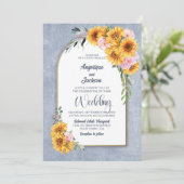 Invitation Mariage Rustique avec Arceau de Soleil Bleu (Debout devant)