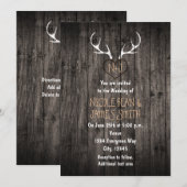 Invitation Mariage Rustique avec Bois de Cerf et Cœur Sculpté (Devant / Derrière)