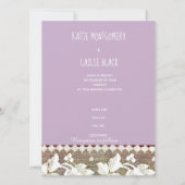 Invitation mariage rustique avec bois , dentelle , guirlandes (Dos)