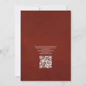 Invitation Mariage rustique avec code QR floral bordeaux et r (Dos)