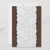 Invitation Mariage rustique avec dentelle blanche et cuir mar (Dos)