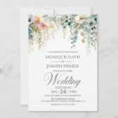 Invitation Mariage Rustique avec Feuillage d'Eucalyptus (Devant)
