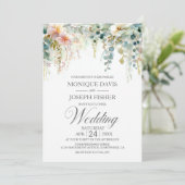 Invitation Mariage Rustique avec Feuillage d'Eucalyptus (Debout devant)