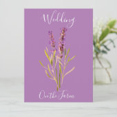 Invitation mariage rustique avec lavande (Debout devant)