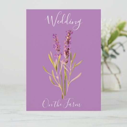 Invitation mariage rustique avec lavande (Debout devant)