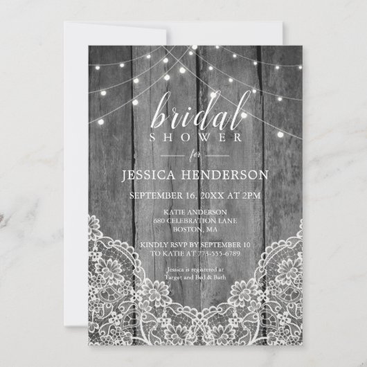 Invitation Mariage Rustique avec Lumière et Dentelle (Devant)