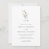 Invitation Mariage rustique avec monogramme (Devant)
