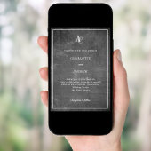 Invitation Mariage rustique avec monogramme moderne gris