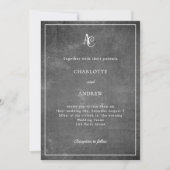 Invitation Mariage rustique avec monogramme moderne gris (Devant)