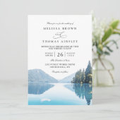 Invitation Mariage rustique avec QR Code en forêt de lac de m (Debout devant)