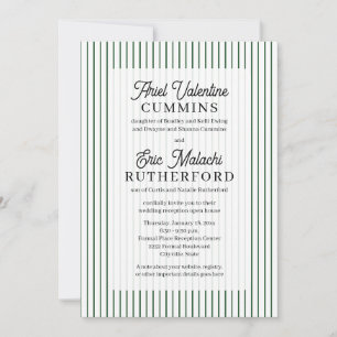 Invitation Mariage rustique avec rayure verte : les parents d