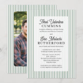 Invitation Mariage rustique avec rayure verte : les parents d (Devant / Derrière)