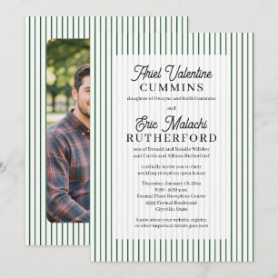 Invitation Mariage rustique avec rayure verte : les parents d