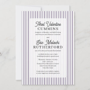 Invitation Mariage rustique avec rayure violette : les parent