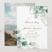Invitation Mariage Rustique avec Verdure d'Eucalyptus (Devant / Derrière)