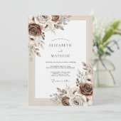 Invitation Mariage rustique beige discret (Debout devant)