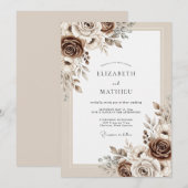 Invitation Mariage rustique beige discret (Devant / Derrière)