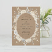 Invitation Mariage rustique bio marron chameau (Debout devant)