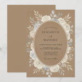 Invitation Mariage rustique bio marron chameau (Devant / Derrière)