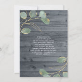 Invitation Mariage rustique blanc et or rose avec de la verdu (Dos)