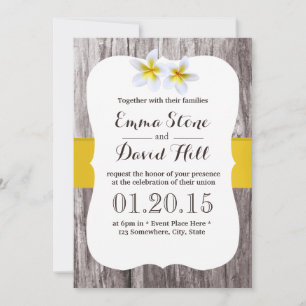 Invitation Mariage rustique blanc Frangipani Flower Beach