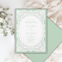 Mariage rustique blanc vintage vert pois lacé