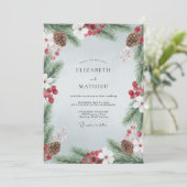 Invitation Mariage Rustique Bleu Clair en Hiver (Debout devant)