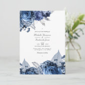 Invitation Mariage Rustique Bleu Marine & Blanc avec QR Code  (Debout devant)