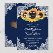 Invitation Mariage Rustique Bleu Nuit Broderie de Tulle Tourn (Devant / Derrière)